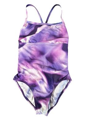 Nike Swim NESSB390 Women’s Medium Purple Marble Print Open Back Swimsuit